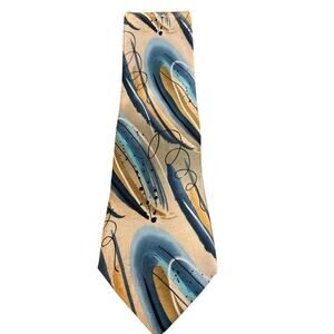 Jerry Garcia Mens Tie "Clockworks" Abstract Art Business Teal Gold Collection 52